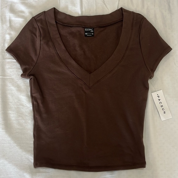 NWT XS Brown Pacsun Evolve V-Neck Shirt NEVER WORN - Picture 1 of 6